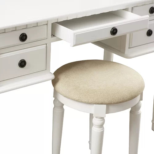 Bright White Torrance 43'' Wide Vanity Set with Stool and Mirror