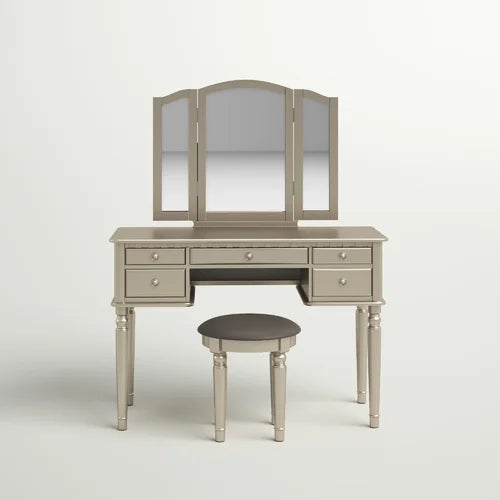 43'' Wide Vanity Set with Stool and Mirror Solid Manufactured Wood