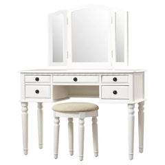Bright White Torrance 43'' Wide Vanity Set with Stool and Mirror