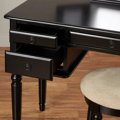 Black Torrance 43'' Wide Vanity Set with Stool and Mirror