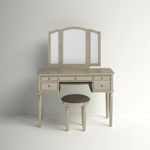 43'' Wide Vanity Set with Stool and Mirror Solid Manufactured Wood