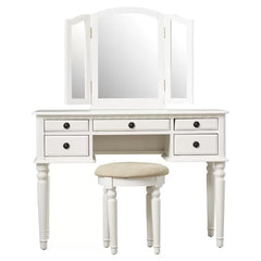 Bright White Torrance 43'' Wide Vanity Set with Stool and Mirror