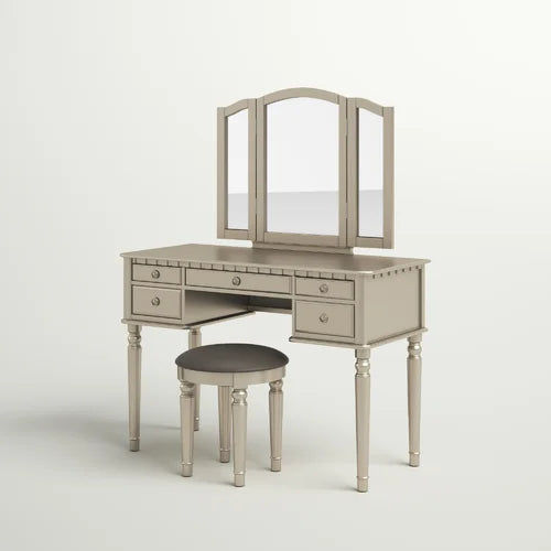 43'' Wide Vanity Set with Stool and Mirror Solid Manufactured Wood