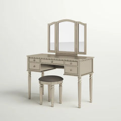 43'' Wide Vanity Set with Stool and Mirror Solid Manufactured Wood