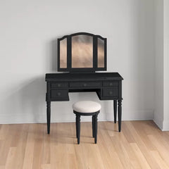 Black Torrance 43'' Wide Vanity Set with Stool and Mirror