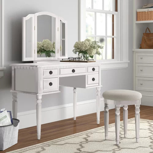 Torrance vanity set with stool and mirror hotsell