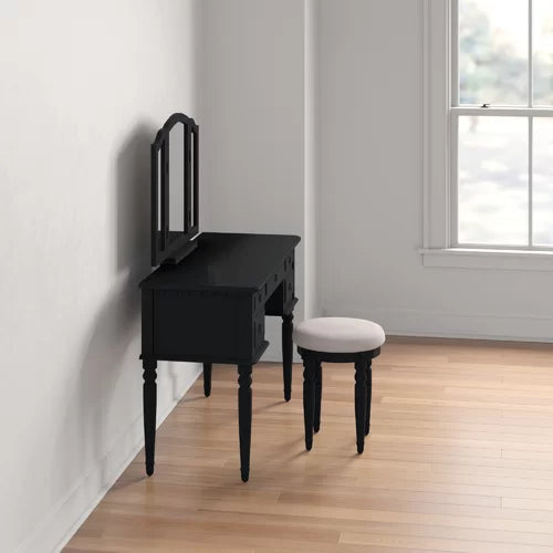 Black Torrance 43'' Wide Vanity Set with Stool and Mirror