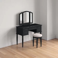 Black Torrance 43'' Wide Vanity Set with Stool and Mirror