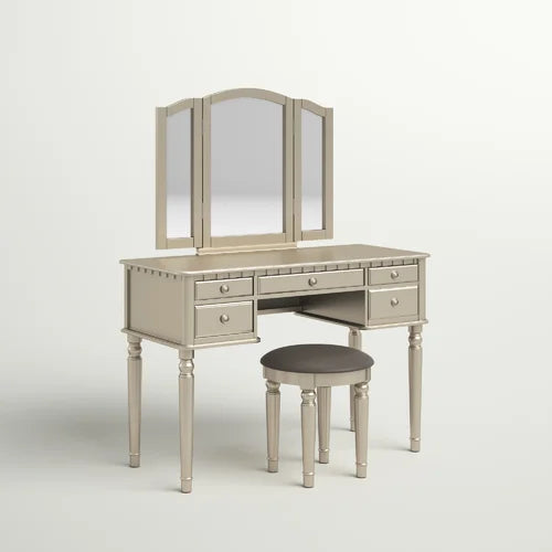 43'' Wide Vanity Set with Stool and Mirror Solid Manufactured Wood