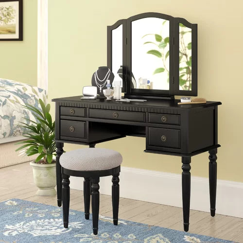 Three posts torrance vanity set with top stool and mirror