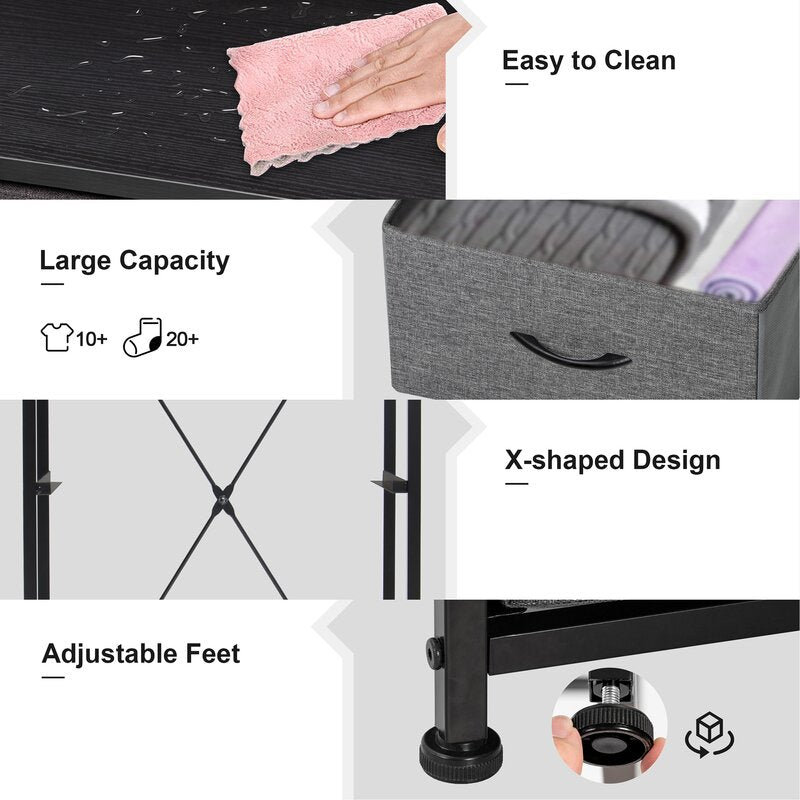 Towns 5 Drawer 17.7'' W Lingerie Chest Gray Black Organize Clothing and Accessories
