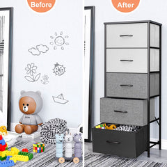 Towns 5 Drawer 17.7'' W Lingerie Chest Gray Black Organize Clothing and Accessories