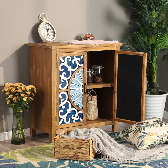 Traee 35.4'' Tall 2 - Door Accent Cabinet Durability and Stability Flower Porcelain Pattern