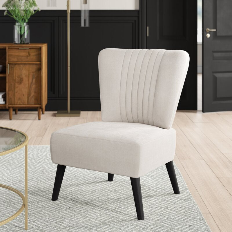 Trent 25'' Wide Side Chair Beige 100% Polyester Subtle Wingback Silhouette