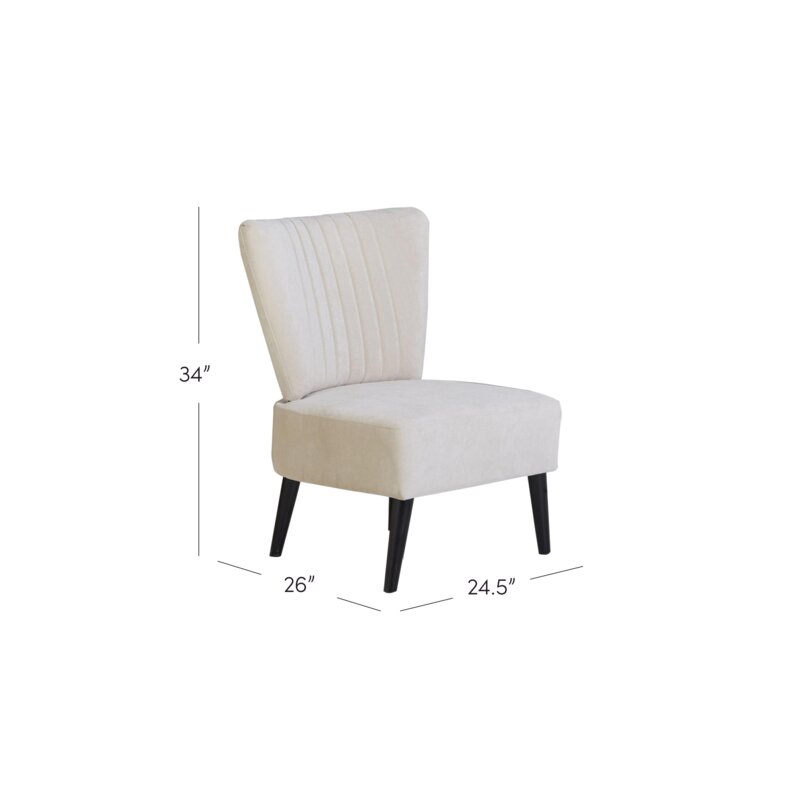 Trent 25'' Wide Side Chair Beige 100% Polyester Subtle Wingback Silhouette
