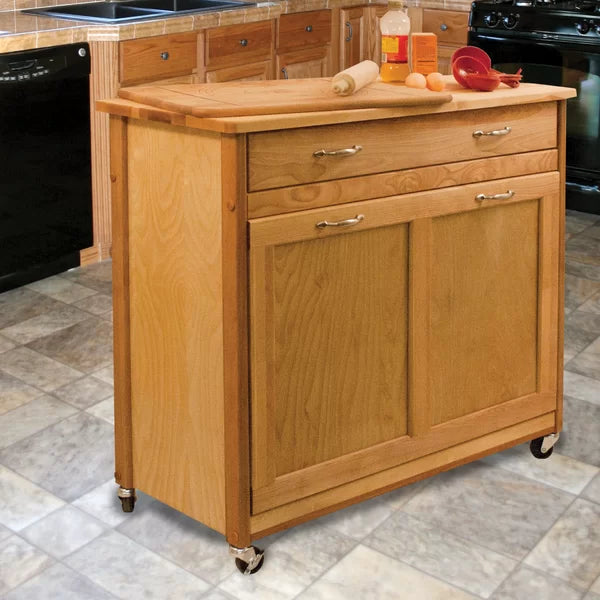 Triche 38'' Wide Rolling Kitchen Cart Removable Wheels