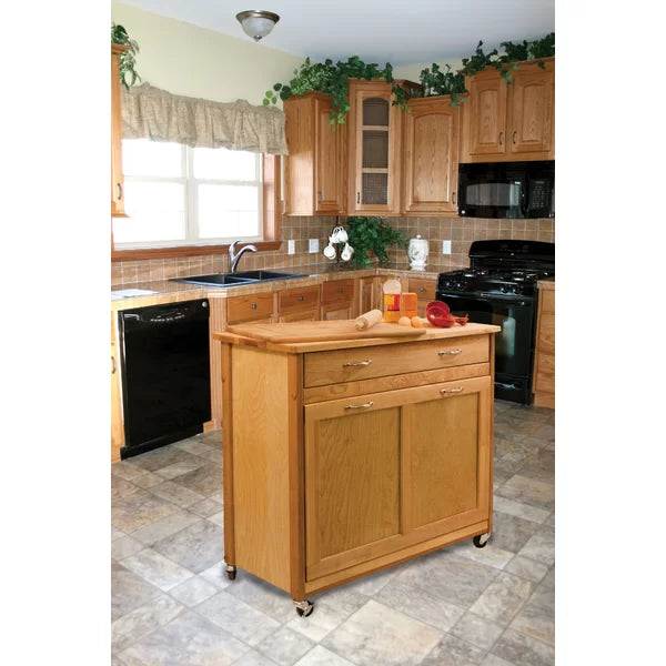 Triche 38'' Wide Rolling Kitchen Cart Removable Wheels