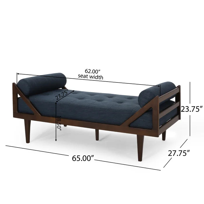 Navy Blue Polyester Blend Tufted Armless Chaise Lounge