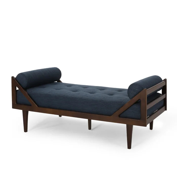 Navy Blue Polyester Blend Tufted Armless Chaise Lounge