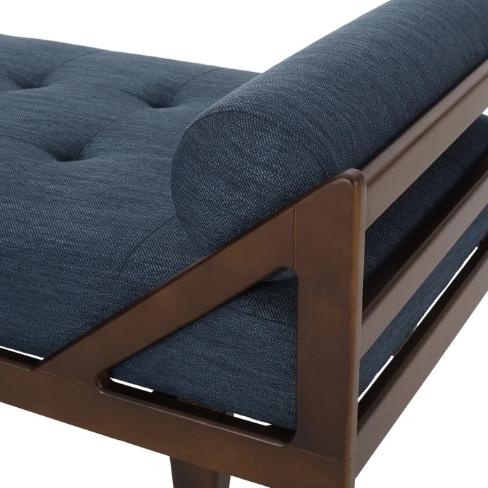 Navy Blue Polyester Blend Tufted Armless Chaise Lounge