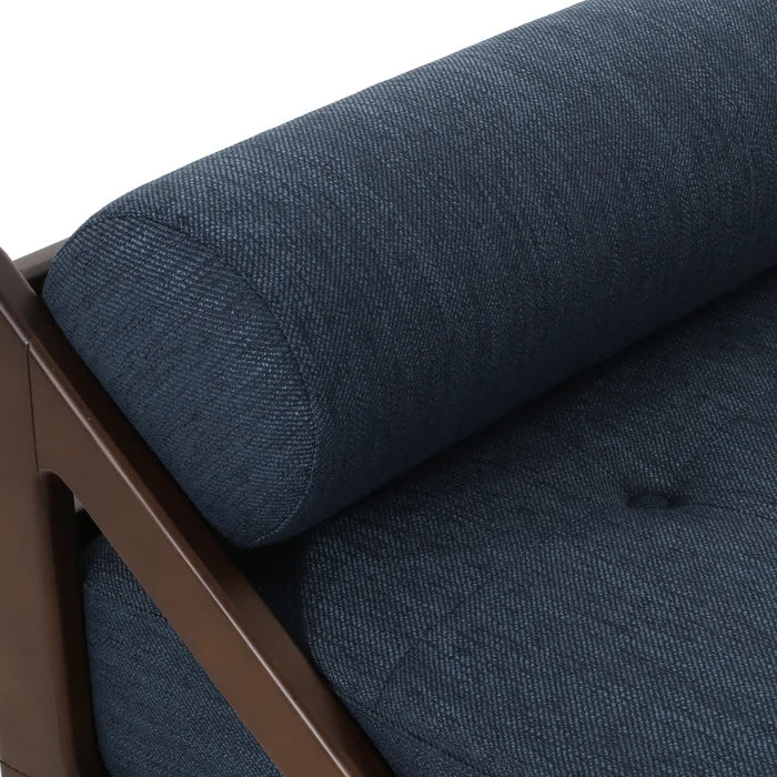 Navy Blue Polyester Blend Tufted Armless Chaise Lounge