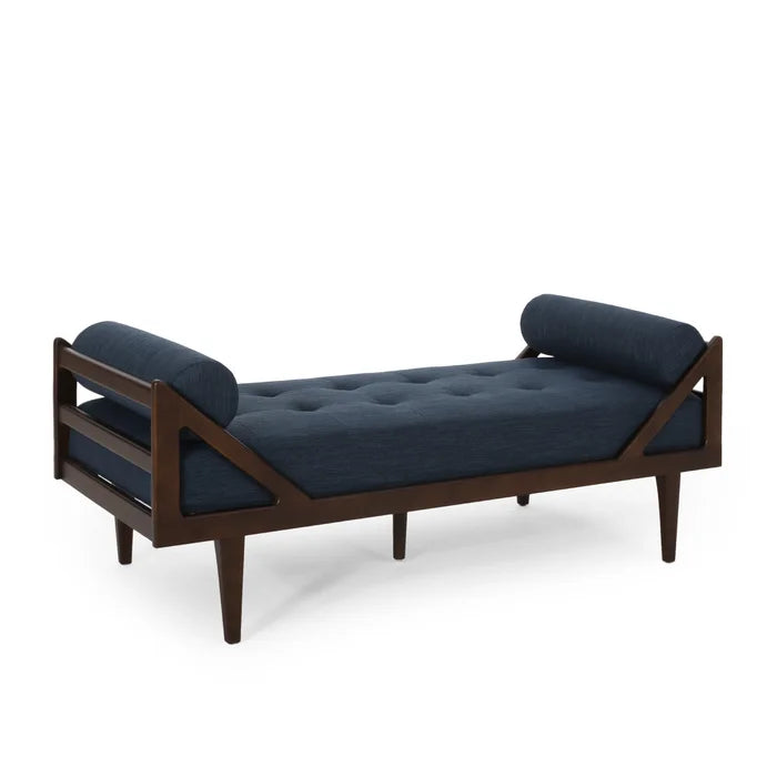Navy Blue Polyester Blend Tufted Armless Chaise Lounge