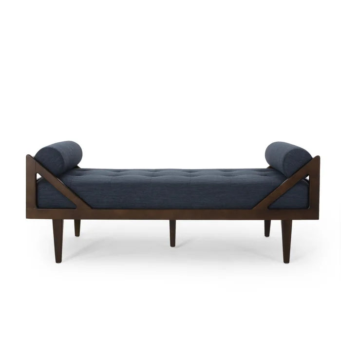 Navy Blue Polyester Blend Tufted Armless Chaise Lounge