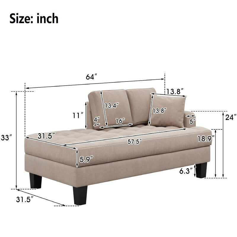 Tufted One Arm Chaise Lounge Perfect Addition To Any Living Space Looking To Add A Bit of A Traditional Flair Comfort to Any Room