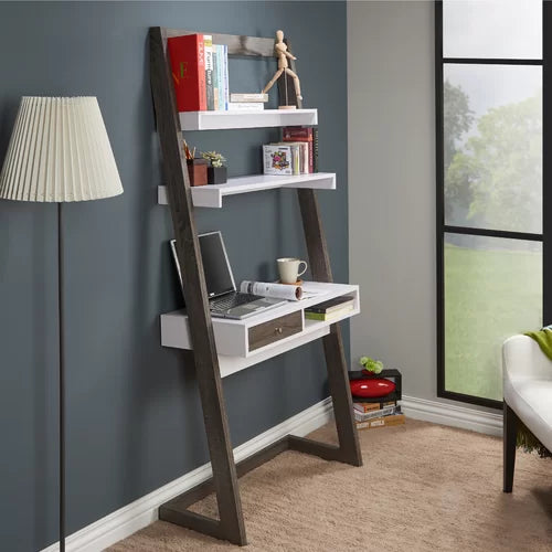 Gray Ladder Desk Turn Any Empty Wall Into A Modern Home Office Or Study Space