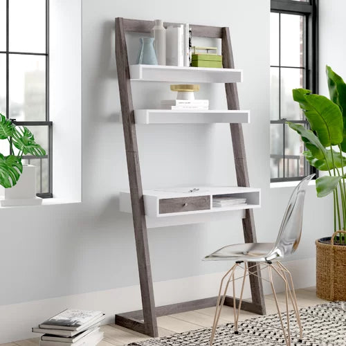 Gray Ladder Desk Turn Any Empty Wall Into A Modern Home Office Or Study Space