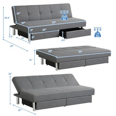 Twin 70'' Wide Tight Back Convertible Sofa with Storage Easily Removed