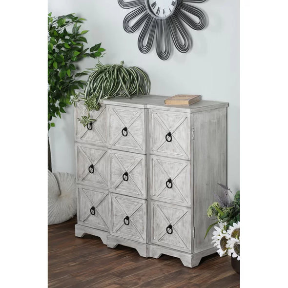 Tyndall 33'' Tall 3 - Door 9 Drawers Apothecary Accent Cabinet Farmhouse Design