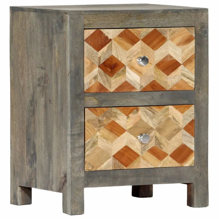Tyra 19.7'' Tall 2 - Drawer Solid Wood Bachelor's Chest in Gray/Brown
