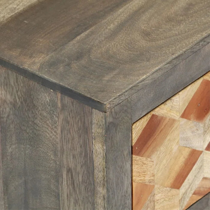 Tyra 19.7'' Tall 2 - Drawer Solid Wood Bachelor's Chest in Gray/Brown