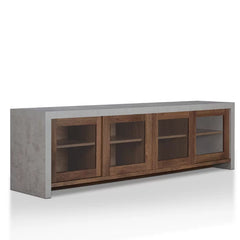 Tyree TV Stand for TVs up to 78" Distressed Walnut Brings Contemporary Industrial Style