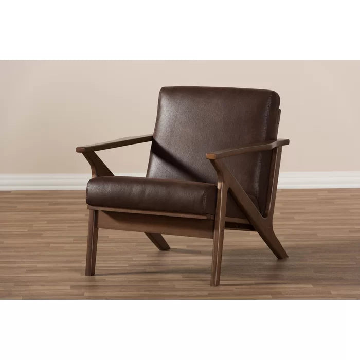 27.95'' Wide Lounge Chair Solid Wood Vintage Style Lounge Chair Durable Rubberwood