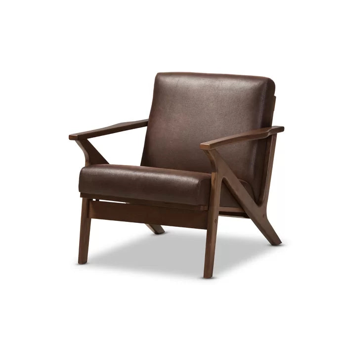 27.95'' Wide Lounge Chair Solid Wood Vintage Style Lounge Chair Durable Rubberwood