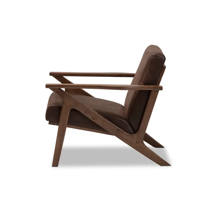 27.95'' Wide Lounge Chair Solid Wood Vintage Style Lounge Chair Durable Rubberwood