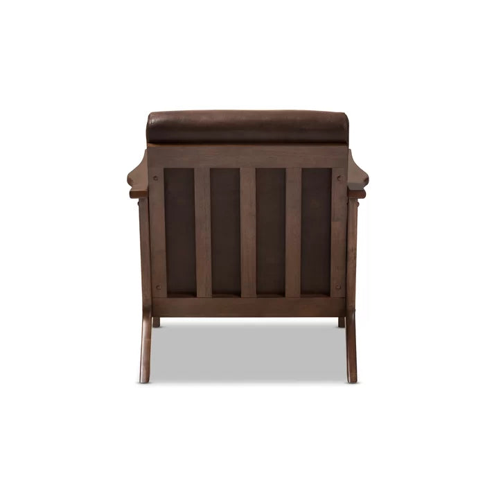 27.95'' Wide Lounge Chair Solid Wood Vintage Style Lounge Chair Durable Rubberwood