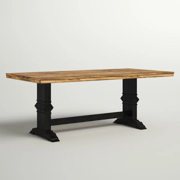 Antique Black Ullin 78.74'' Solid Wood Trestle Dining Table Design