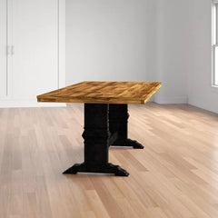 Antique Black Ullin 78.74'' Solid Wood Trestle Dining Table Design
