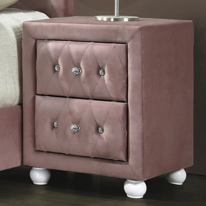 Uma 17'' Tall 2 - Drawer Nightstand in Pink/White Perfect for Bedside