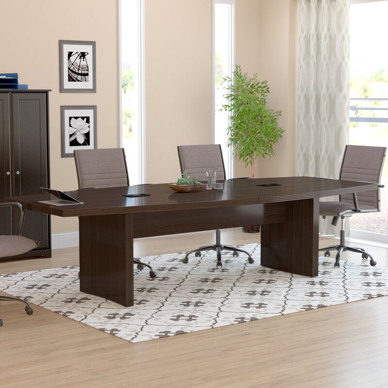 Mocha Umstead Boat Shaped Conference Table Wood with Laminate