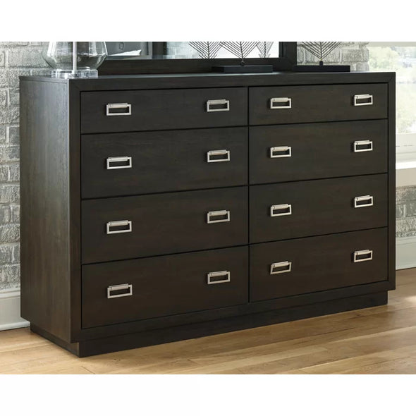 Una 8 Drawer 62'' W Double Dresser Bright Nickel Tone Bail Pulls