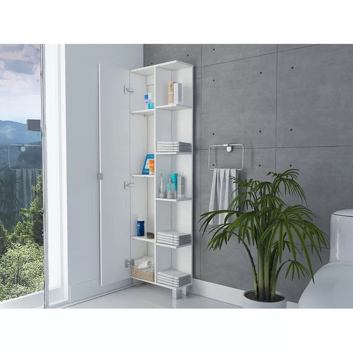 White Urano 1 - Door Mirrored Accent Cabinet Modern Style Plenty of Storage
