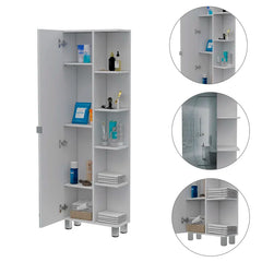 White Urano 1 - Door Mirrored Accent Cabinet Modern Style Plenty of Storage