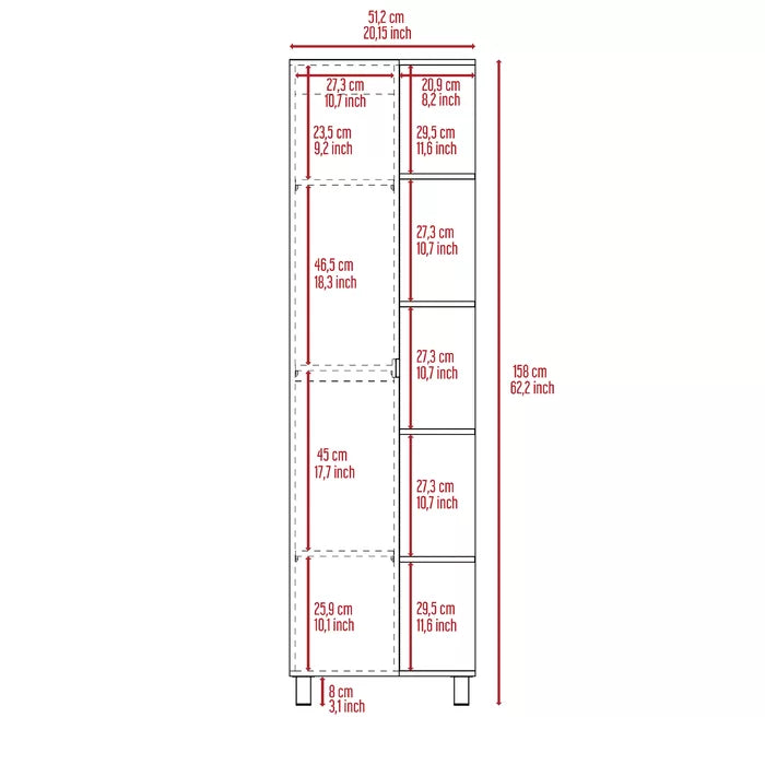 White Urano 1 - Door Mirrored Accent Cabinet Modern Style Plenty of Storage
