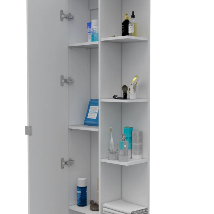White Urano 1 - Door Mirrored Accent Cabinet Modern Style Plenty of Storage