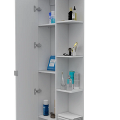 White Urano 1 - Door Mirrored Accent Cabinet Modern Style Plenty of Storage
