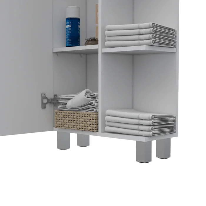 White Urano 1 - Door Mirrored Accent Cabinet Modern Style Plenty of Storage